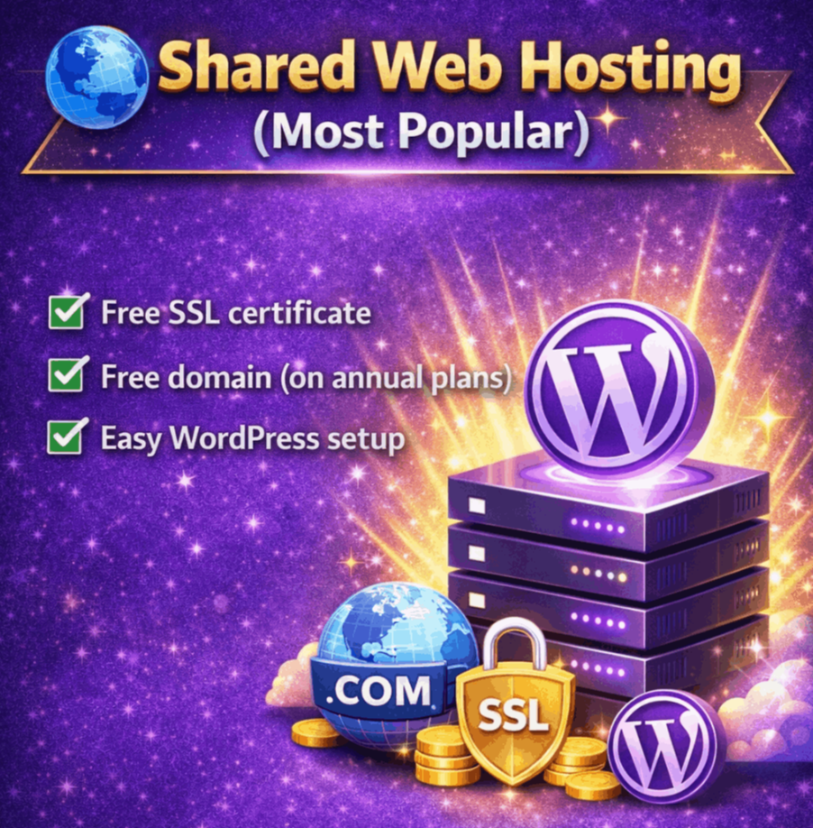 🌐 hostinger Shared Web Hosting (Most Popular)